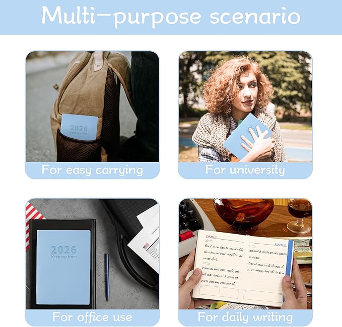 Planner 2026 Weekly and Monthly Planners for Purse 5.5" x 3.9"Cute Small Daily Academic Calendar 320page Hardcover Planning Agenda Book Academic Planner Vegan Leather Softcover, Goal Tracker Organizer Planning for Daily Schedule School Office Schedule ...