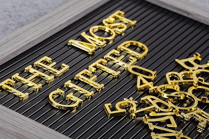 3/4 Inch Letters for Felt Letter Boards, 294 Pieces Including Characters, Numbers & Symbols for Changeable Plastic Message Boards (Gold)