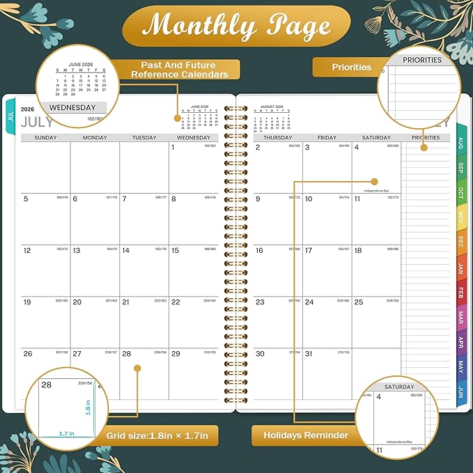Appointment Book 2026-2027 - Daily Hourly Planner 2026-2027, July 2026 - June 2027, Weekly Appointment Book 26-27, Large Planners Weekly Monthly, 8.5" x 11", Planners with 30-Minute Interval - Green Floral