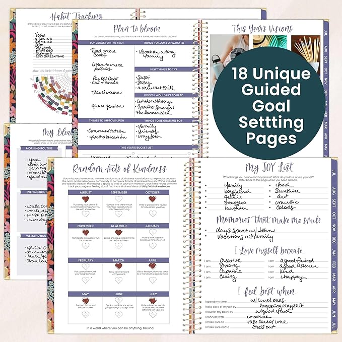 bloom daily planners HARDCOVER Planner 2026-2027 (8.5" x 11") Academic Year (July 2026 - July 2027) - 13 Months Task Goal Planner for Women - Monthly & Weekly Agenda Book - Floral Fiesta
