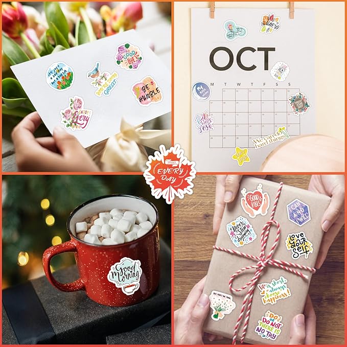 480 Pieces Inspirational Quote Daily Planner Stickers for Women Journaling Calendar Scrapbook Stickers Aesthetic 24 Sheets Motivational Waterproof Sticker for Kids Teachers Water Bottle
