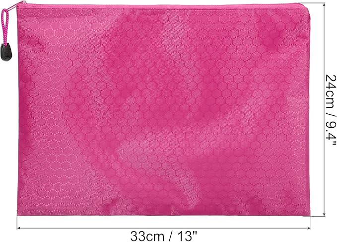 PATIKIL Waterproof Zipper File Bags, 10 Pack A4 Size Document Pocket Storage Organizer Pouch for Travel Office Supply, Rose Red