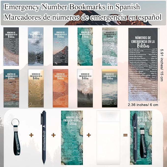 75 Pcs/25 Set Fathers Day Christian Gifts Bulk Bible Verse Pens, Scripture Keychains & Bookmarks, Graduation 2026, Appreciation, Church Party Favors Gifts for Men Women, Pastor, Teacher (Spanish)