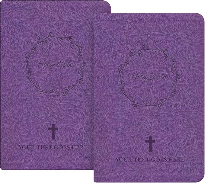 MerchSalad Personalized Custom NKJV Thinline Large Print Holy Bible with Name Includes Up To 3 Rows Of Text with Red-Highlighted Verses, Custom Gift for Christian & Religious Celebrations | Purple