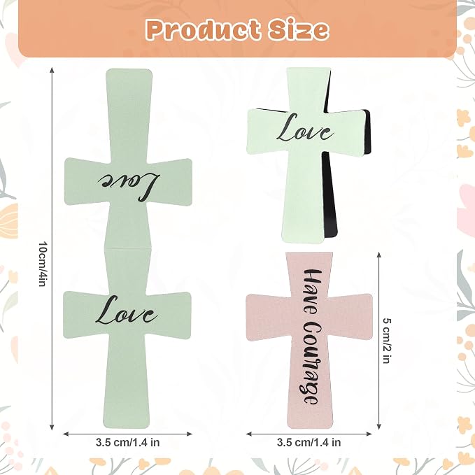 Magnetic Cross Bookmarks with Bible Verses, 48 Pcs Christian Bookmarks Bulk Set - Inspirational Religious Magnetic Bookmarks for Bible Study, Church, Easter & Mother‘s Day Gifts (Solid color)
