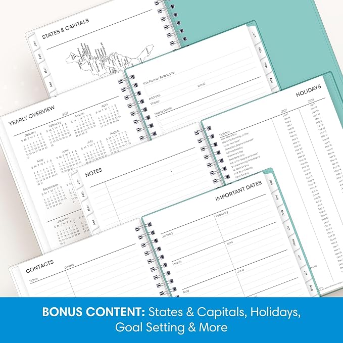 Blue Sky 2027 Weekly and Monthly Planner Calendar, January 2027 - December 2027, 5" x 8", Flexible Frosted Cover, Laminated Tabs, Durable Twin Wire Binding, Chloe