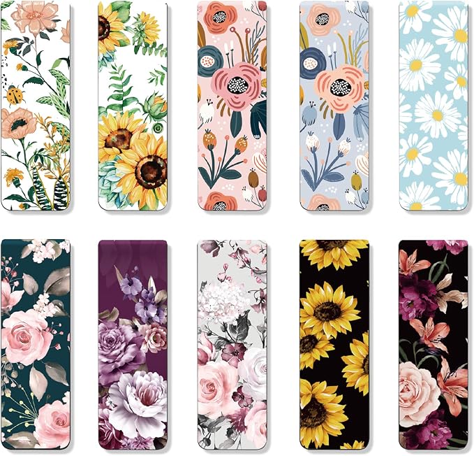 Cute Magnetic Bookmarks for Book Lovers, 10 Floral Designs | Cute Magnet Page Markers, For Book Lovers Students Teachers Adults Kids, School Home Office Reading Stationery