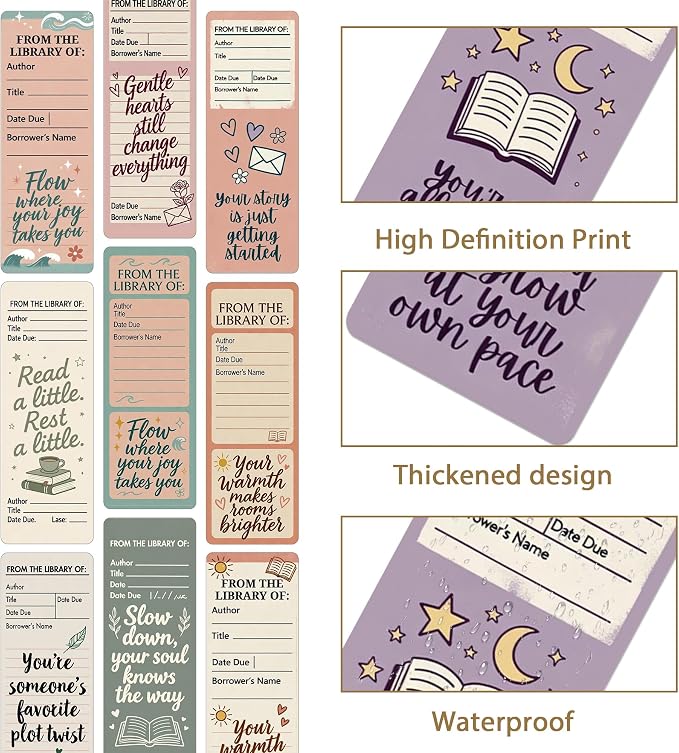 Library Card Bookmarks Bulk, 100 Pcs Vintage Aesthetic Book Marks for Reading Women Girls, Bookish Paper Page Markers Double Sided for Book Lovers Library Reading Accessories Gifts