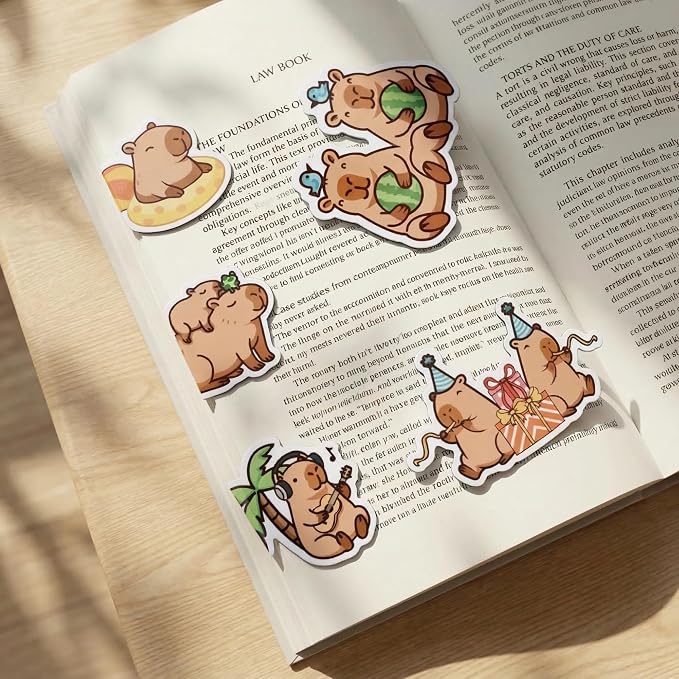 Capybara Magnetic Bookmarks Gifts - 15 Pcs Cute Animals Bookmark for Women Kids Book Lovers Students Bookworms Birthday Graduation Gift Funny Page Clips School Office Reading Accessories
