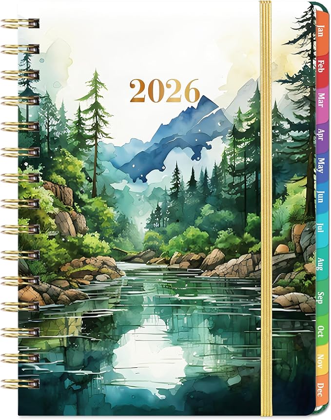 2026 Planner - 2026 Planner Weekly and Monthly, Jan 2026 - Dec 2026, 6.3” x 8.4”, 2026 Calendar Planner, Twin-Wire Binding, Inner Pocket, Colorful Monthly Tabs, Elastic Closure, Contacts, Holidays