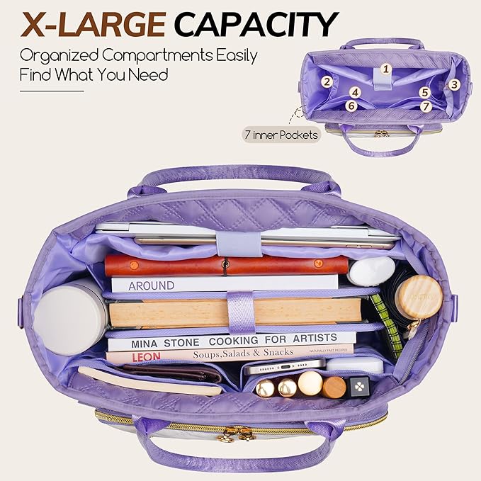 Large Bible Bag with Bible Cover Case for Women,Color-Blocking Bible Carrying Case,Church Tote Bag with Shoulder Strap for Bible Study Supplies,Christian Gifts for Women(Purple