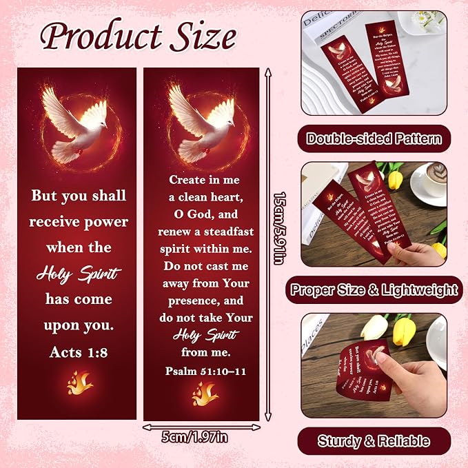 Come Holy Spirit Bookmarks Gifts - Wxiben 200 Pcs Confirmation Bookmarks Christian Religious Book Markers Page Clip Bible Verses Confirmation Gift for Women Men Church Sunday School Party Favors