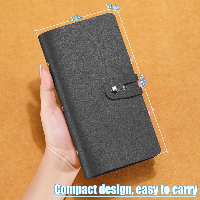 Leather Receipt Organizer, Portable Receipt Holder for Travel, Daily Coupon Organizer with 20 Pockets and 12 Card Slots to Keep Receipts and Coupons Organized, Prevent Loss and Damage (Black)