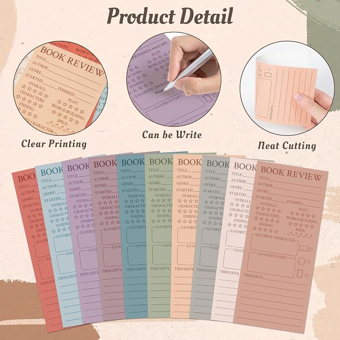 L1rabe Retro Book Review Bookmarks - Back to School Gift 120Pcs Book Page Marker Reading Log for Readers Bookworm Bookish Gift, Reading Page Tracker for Students Teachers Women to Review & Tracker