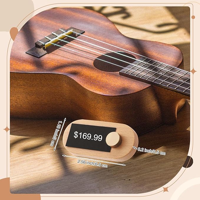 Qunclay Set of 10 Price Display Signs for Vendors Wooden Signs with Price Tag Paper and Pens Retail Display Tag Stands Food Name for Cafes, Shops, Boutiques