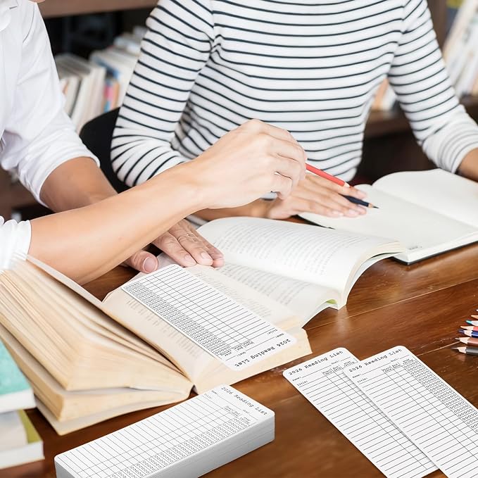 60 Pcs 2026 Reading Log Bookmark 3 x 7.9 Inch Reading List Bookmark Book Lovers Gifts White Color Library Book Tracker Notecards for Teachers Students School Library Accessories