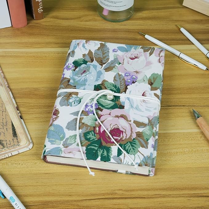 Book Covers for Paperbacks, A5 Book Cover for Hardcover, Soft Fabric Book Sleeve Cover Protector Fit for 5.5x8.2 inch Notebook Textbooks Softcover Book Novels - Multicolored Rose Flower Pattern