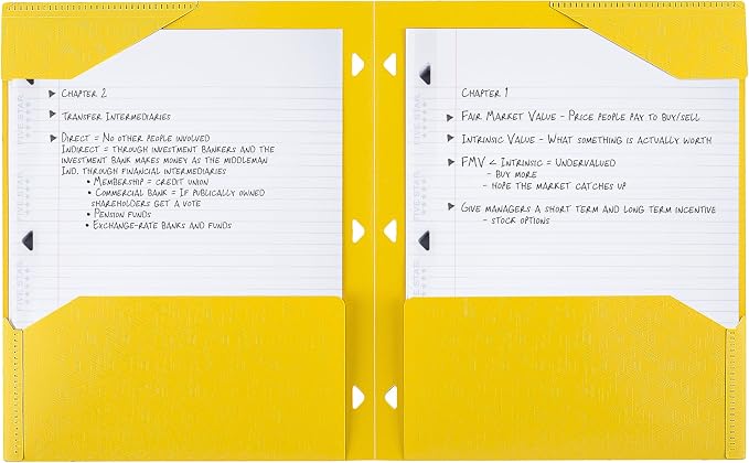 Five Star 2-Pocket Folder, Plastic Folder with Stay-Put Tabs, Fits 3-Ring Binder, Holds 8-1/2" x 11" Paper, Harvest Yellow (333420K-ECM)