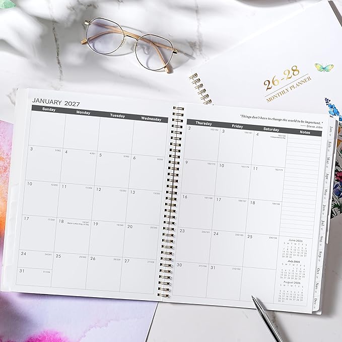 2026-2028 Monthly Planner/Calendar - 2 Year Monthly Planner 2026-2028, Jul. 2026 - Jun. 2028, 9" × 11" Calendar Planner 24 Months with Tabs, Twin-Wire Binding, Double-Side Pocket, Holiday ＆ Note Pages