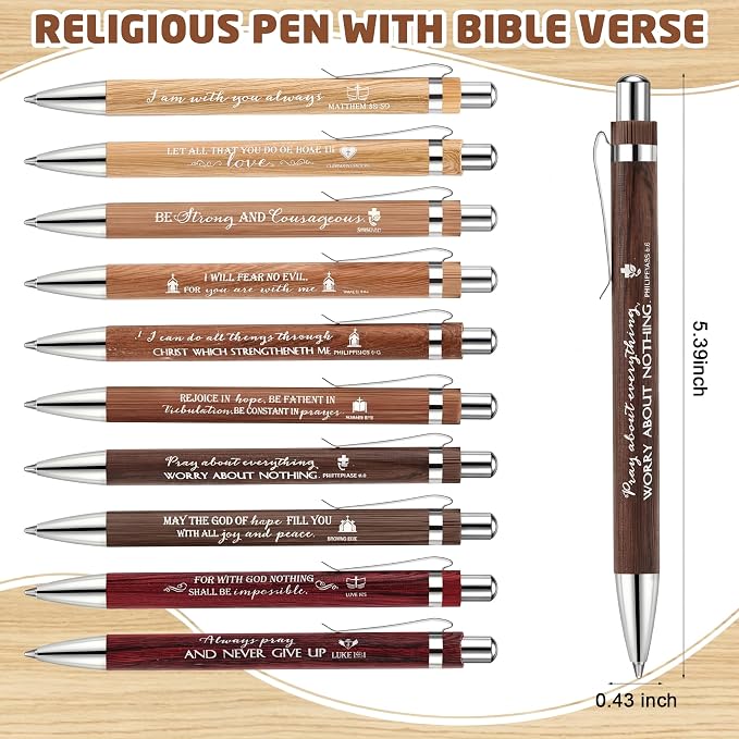 Spakon 25 Sets Father's Day Christian Gifts Bulk Bible Verses Pens Christian Silicone Bracelets Religious Paper Bookmarks for Women Men Sunday School Church Priest (Retro Style)