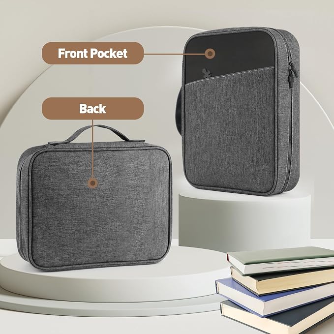 MOSLA Bible Cover Bag with for Women Men, Scripture Study Carrying Book Cover Church Bag with Handle and Pocket for Fathers Mothers Mom Kids, Catholic Church, Christian Gifts, Black&Grey
