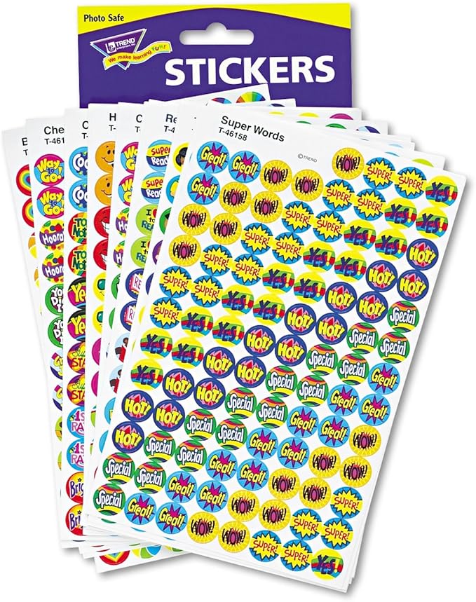 TREND ENTERPRISES: Positive Praisers, superSpots Stickers, Great on Homework, Incentives, Crafts, and as Collectibles, 68 Different Designs, 25 Sheets Included, For Ages 3 and Up