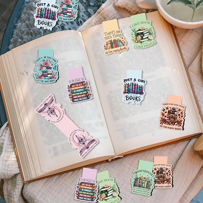 Book Lovers Magnetic Bookmark Gifts - Wxiben 8 Pcs Funny Bookmarks Magnetic for Women Bookworm Book Mark Magnets Page Markers Clip for Women Men Reading Students Teachers Librarian Supplies