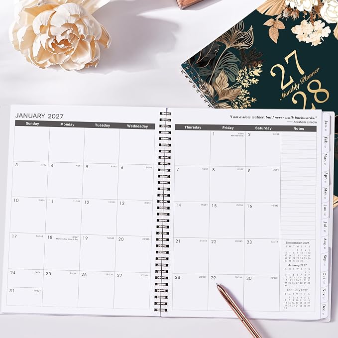 2027-2028 Monthly Planner - Jan 2027 - Dec 2028, 2 Year Monthly Calendar 2027-2028, 9" × 11" Calendar Planner, 24 Months, Tabs, Back Pocket, Twin-Wire Binding, Note Pages