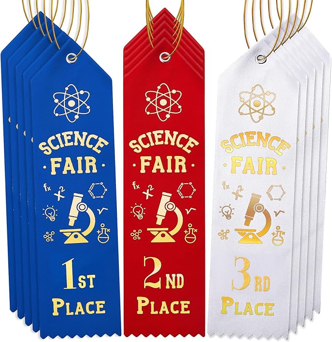 Taiyin 90 Pcs Science Fair Award Ribbons 1st, 2nd, 3rd Place Participation Prize Winner Recognition Ribbons with Event Card and Rope for Competition Sports Event Contest Prize Ornaments
