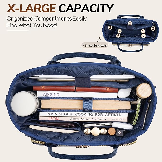 Large Bible Bag with Bible Cover Case for Women,Color-Blocking Bible Carrying Case,Church Tote Bag with Shoulder Strap for Bible Study Supplies,Christian Gifts for Women（Blue）