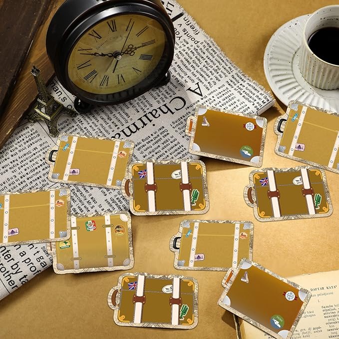 Junkin 60 Pieces Travel the Map Luggage Mini Accents Cutouts World Travel Bulletin Board Decorations for School Office Home Nursery Teacher Party Classroom Decor