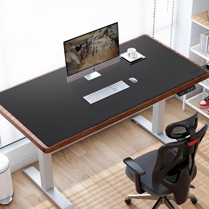 Cacoy 63" x 24" Leather Desk Mat, Extra Large Desk Matt for Desktop, Waterproof Office Desk Pad Protector, XXL Oversized Mouse Pad for Full Desk, Desk Blotter Workspace Mat for Home and Office, Black