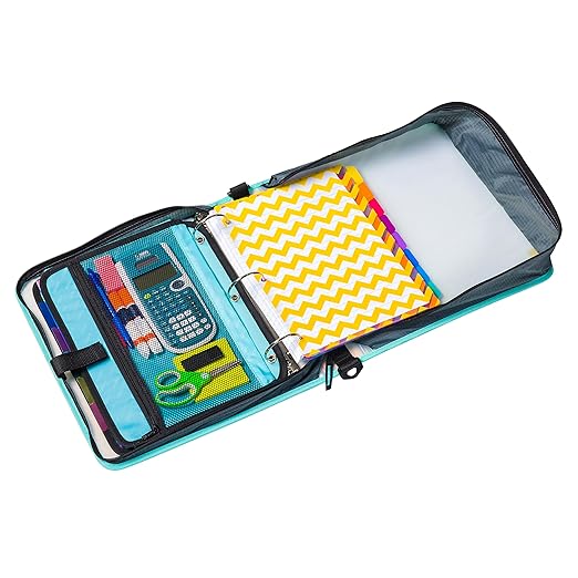 Case-it Iridescent Go Tab Zipper, 2" O-Ring with Removeable 5-Color tabbes, Expanding File Folder and Shoulder Strap and Handle, PS-440-VC-C, Pack of 6