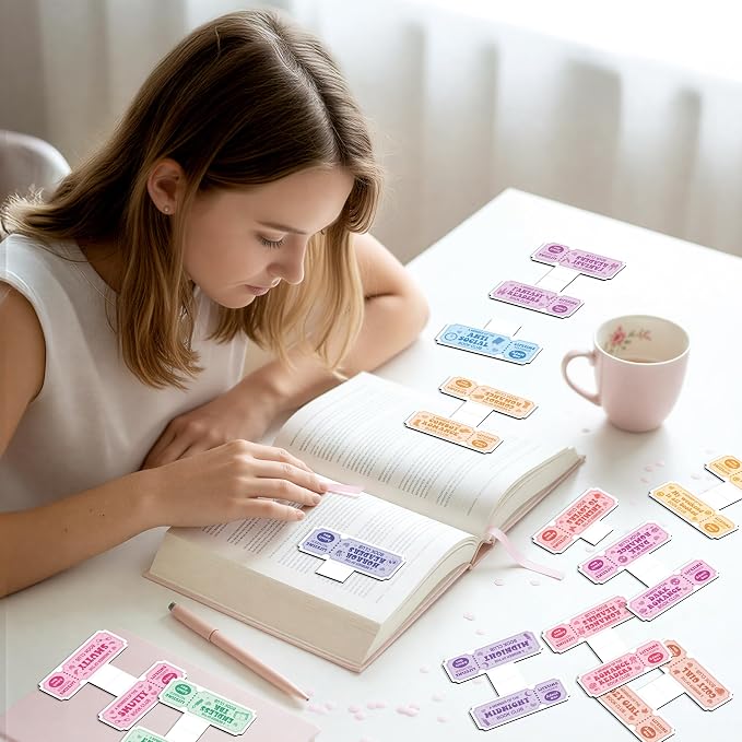 Laffact Colorful Book Club Magnetic Bookmarks - 12Pcs Funny Ticket Style Reading Tracker, Cowboy Romance Dark Romance Designed Page Marker, Readers Accessory Bookish Gift for Book Lover Birthday Party