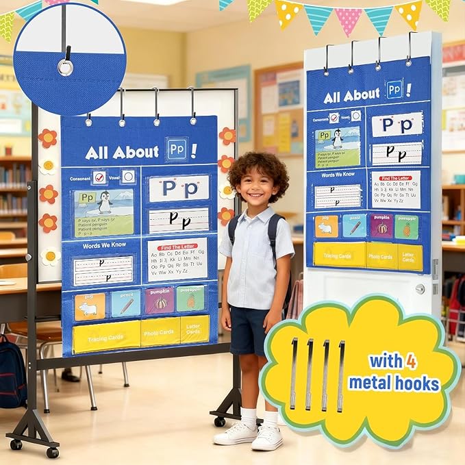 Alphabet Learning Pocket Chart ABC Flash Cards Alphabet Wall Chart Learning Games, Handwriting Practice Letter Tracing for Kids, Preschool Kindergarten Teacher Teaching Learning Activities Must Haves