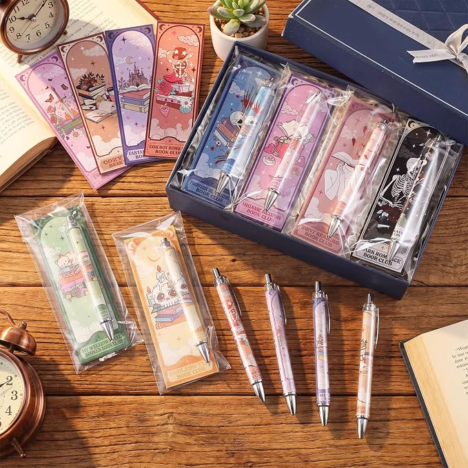 Affrolling 60 Pcs 20 Set Book Club Tarot Bookmarks and Pens Double Sided Romance Reading Lover Gifts Dark Romance Book Club Readers Accessories Supplies Gifts Bulk for Women Teachers Reading
