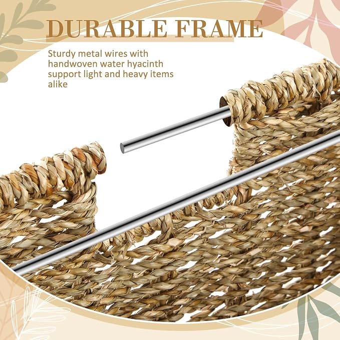 Jingmore Hanging File Box, Seagrass Collapsible Woven File Organizer for Letter Size Files, Portable Decorative Storage Basket with Handles for Home Office Decor