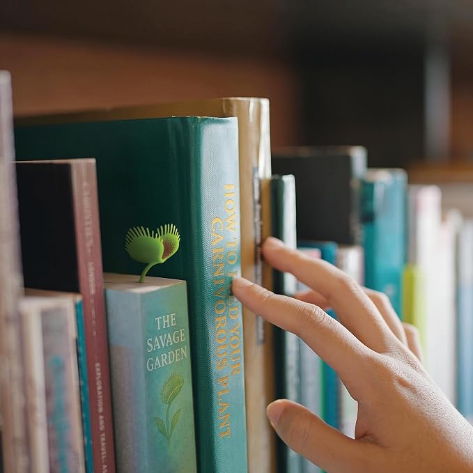 Genuine Fred Prey ON Words Venus Flytrap Bookmarks, Set of 2 Page Markers, Soft and Flexible Silicone, 3" Tall, for Plant and Book Lovers