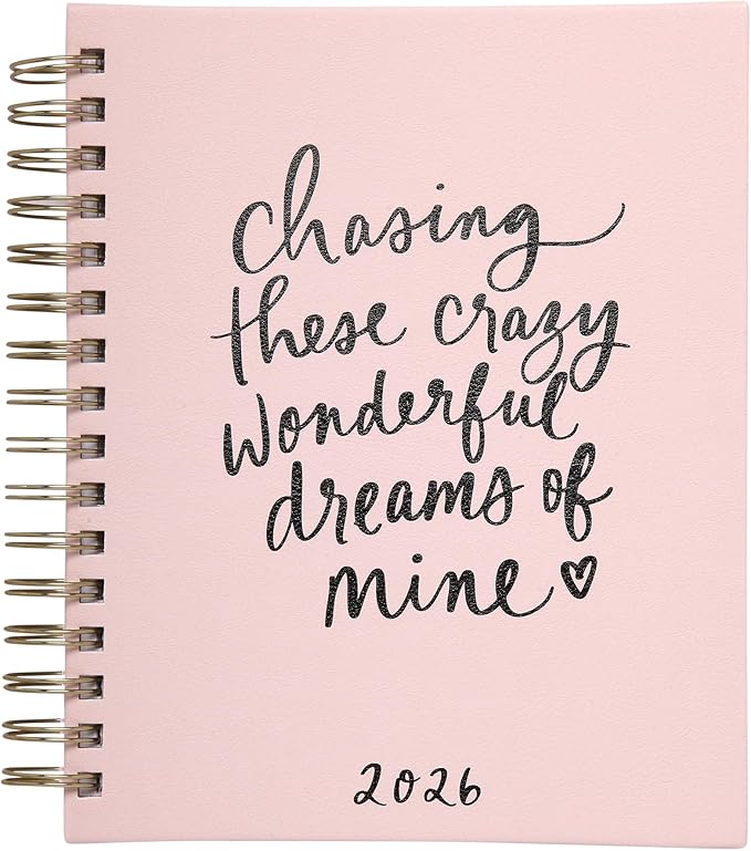 WORLD TRAVELER 2026 Planner Weekly and Monthly - 7'' x 8.75'' Hard Cover January December Spiral Daily Planner 2026 To Do List, Size 7X8.75, Pink Chasing