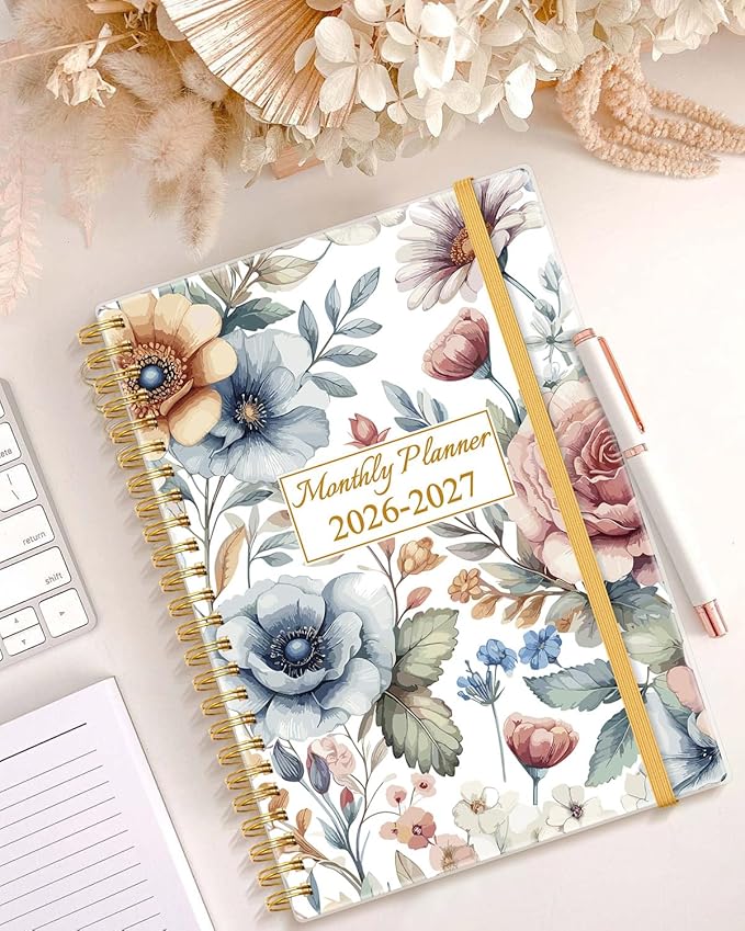 Monthly Planner 2026-2027 - Monthly Calendar from May 2026 to December 2027, 2026-2027 Planner with Inner Pocket, Elastic Band, 5.8" x 8.5", Colorful Large Flower