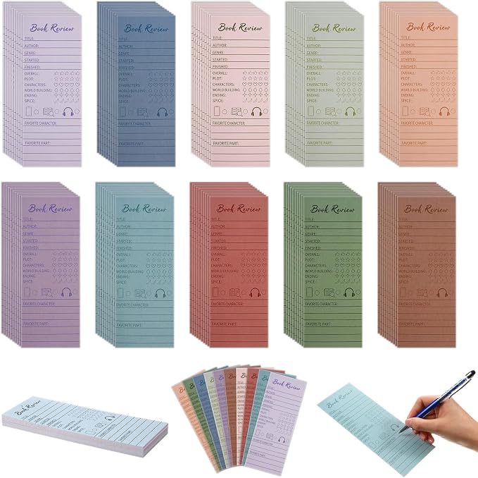 100 Pcs Colorful Book Review Bookmarks Book Marker Reading Log Bookish Gift for Readers Reading Page Markers to Review Tracker