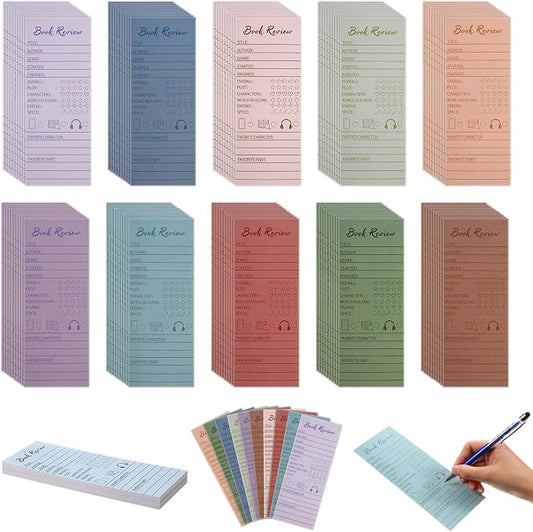 100 Pcs Colorful Book Review Bookmarks Book Marker Reading Log Bookish Gift for Readers Reading Page Markers to Review Tracker