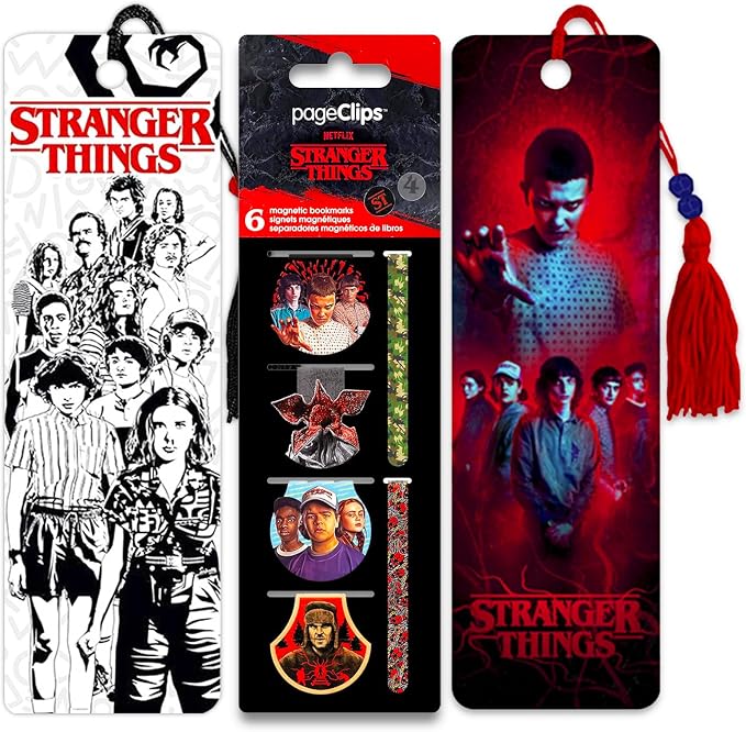 Stranger Things Bookmark Set - Bundle of 8 Collectible Magnetic Bookmark Page Clips Featuring Eleven and More | Stranger Things Merch & Accessories