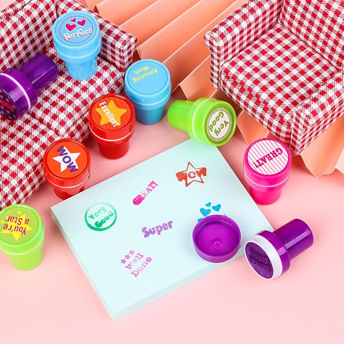 20 PCS Teacher Stamps for Classroom Self-Inking Teacher Reward Stamps Motivational Encouraging Stamp Colorful Stamp for Teachers Homeschool Class Prizes, 10 Motivational Designs