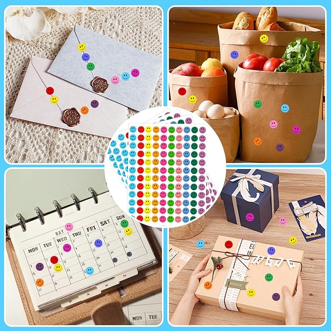 6000 Pieces Smiley Face Stickers, Small Happy Face Stickers, Round Happy Face Decals Colorful Mini Incentive Reward Stickers for Kids, Behavior Chart Sticker for Students Teachers Classroom Supplies