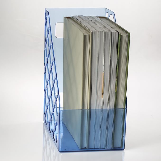 Officemate Glacier Large Magazine File, Transparent Blue (23219) (Pack of 6)