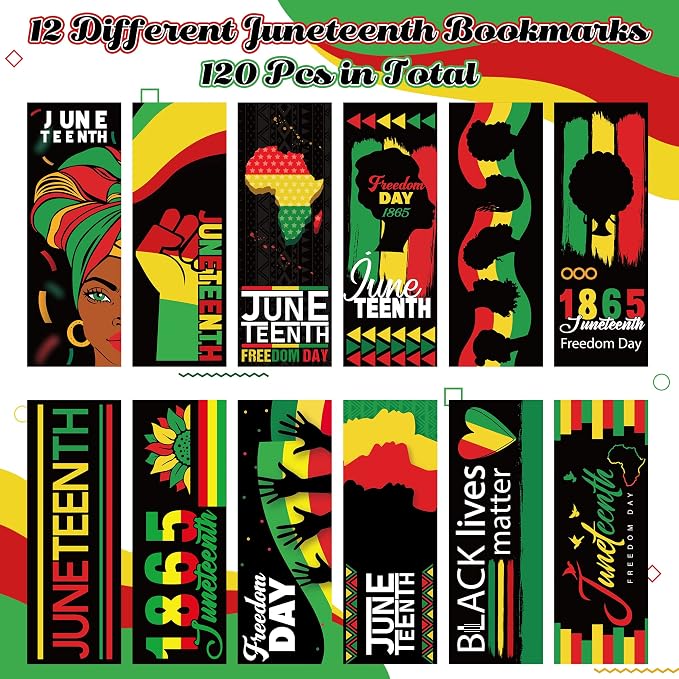 Haooryx Juneteenth Bookmarks - 120Pcs Religious Black History Month Bookmarks Celebration 1865 Freedom Day Book Marks for Africa Americans Independence Day Classroom Inspirational Handouts Supplies