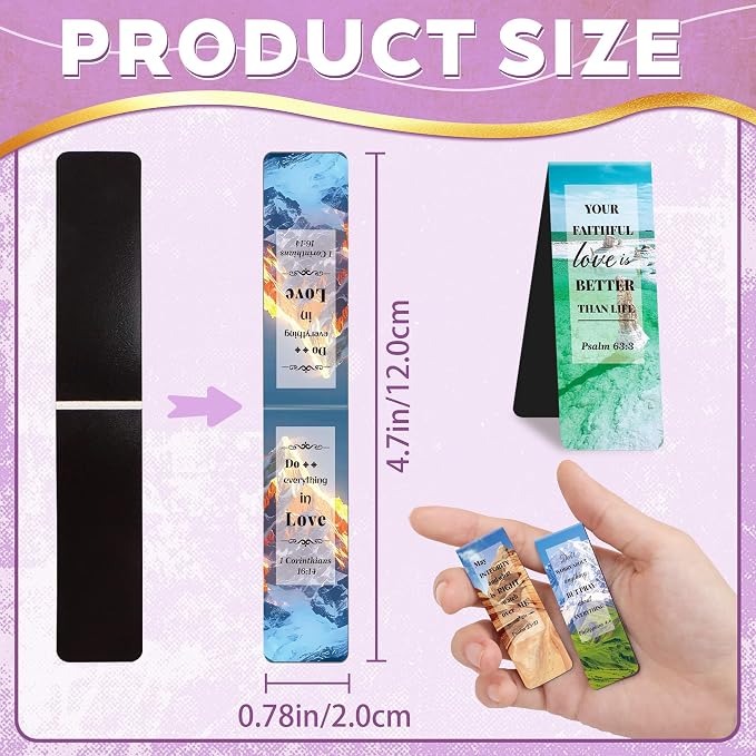 48Pack Magnetic Bookmarks Bible Bookmark Christian Bookmarks Bulk Book Marks for Reading Women Men Adults Kids Book Lovers Gifts, Cute Personalized Religious Magnet Bookmark Clips (Scenery)
