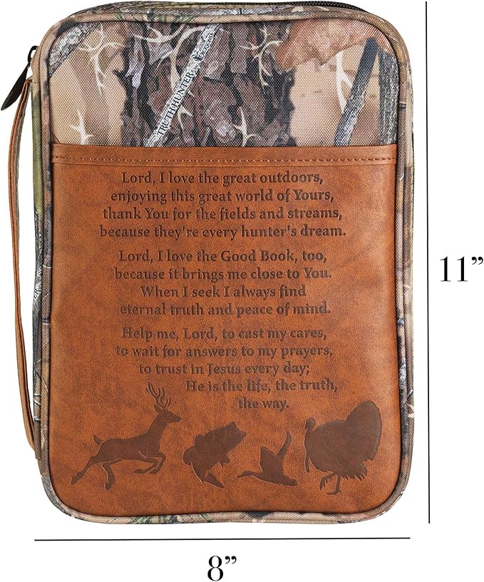 Dicksons Camo Hunters Prayer Brown Large Canvas Zippered Bible Cover with Handle