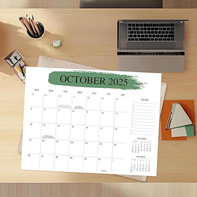 Desk Calendar 2026-2027 with Desktop Mat – 18-Month Desktop Calendar from Jan 2026–Jun 2027, for Office, School & Home Use – Large Teacher Desk Calendar 22x17 (Apricot)